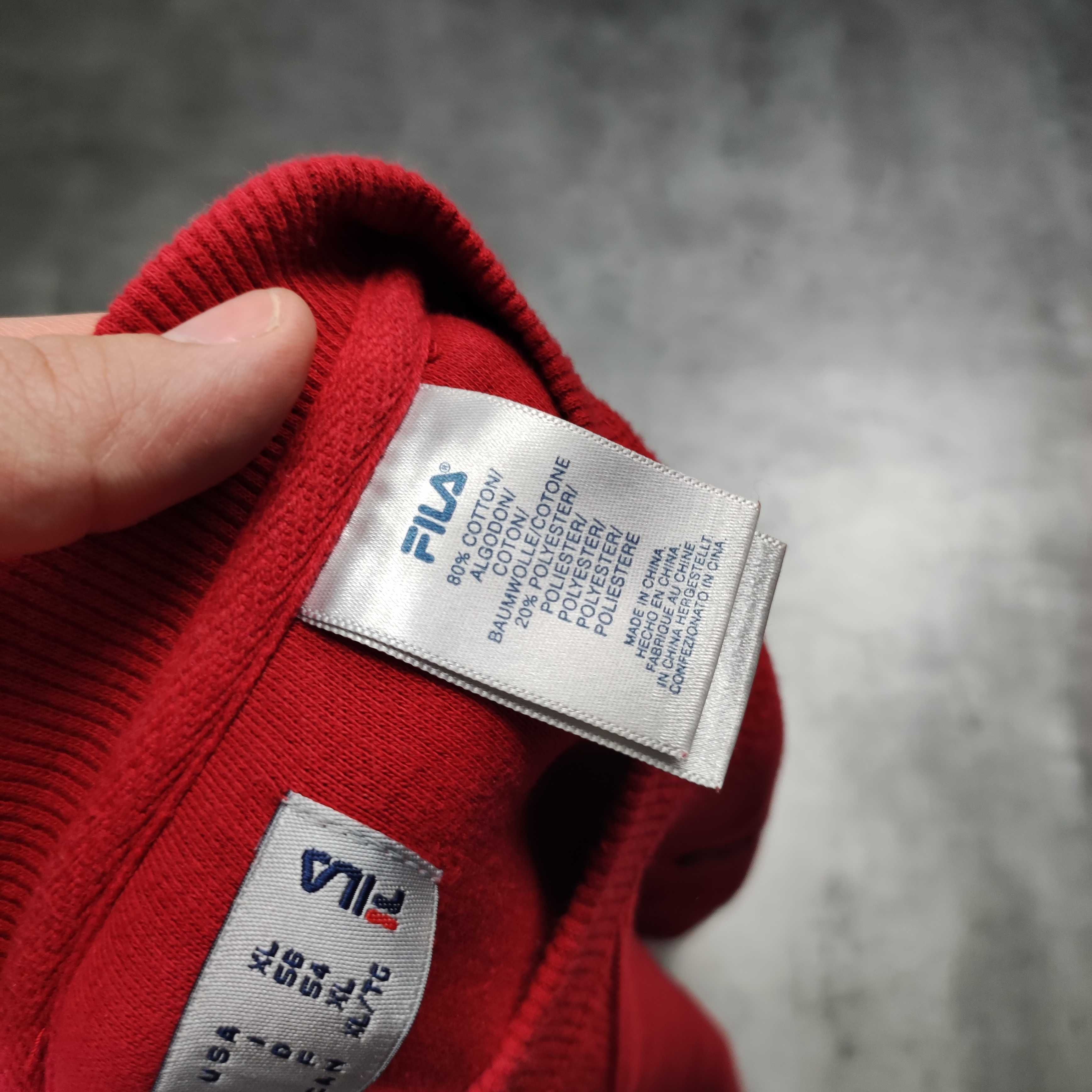 MĘSKA DUŻA Bluza bez Kaptura FILA Fila Czerwona Bawełna Ciepła Misio