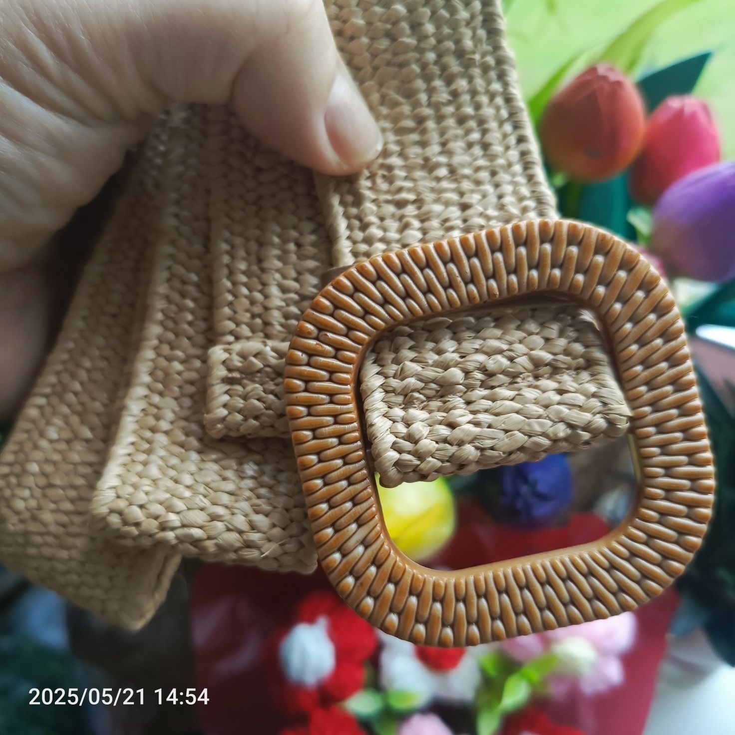 Nowy gumowany pleciony pasek 105 cm klamrą