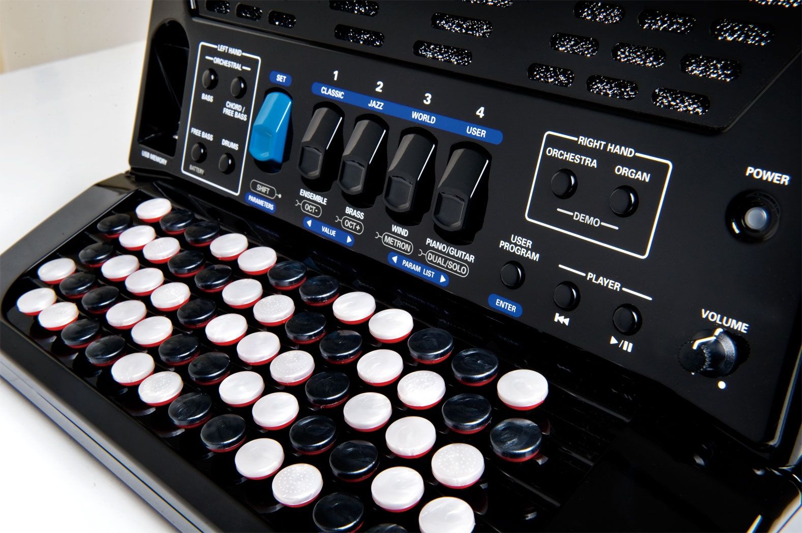 Acordeão hohner 3 voz e Roland fr1x bk 5 anos garantia