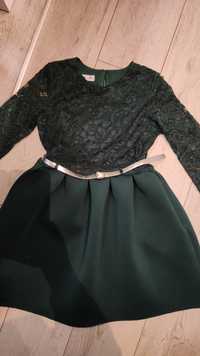 Piękna elegancka zielona sukienka Ewa Line roz 122/128/134