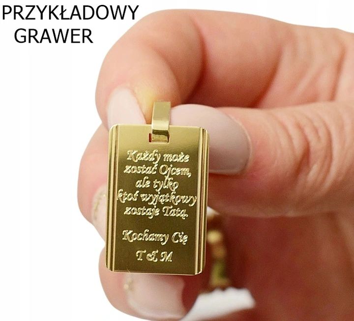 Wisiorek Złoty Nieśmiertelnik Blaszka 585  Grawer Gratis