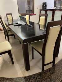 Stół drewniany Paged + 7 krzeseł