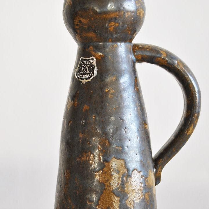 Jarra Vintage Klinker ceramic pitcher, Klinker Handarbeit, '60s