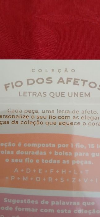 Letra V ,da coleção Fio dos Afetos, nova