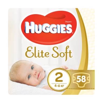 Підгузки Huggies Elite Soft 2(58шт)памперс Хаггіс Еліт 4-6кг