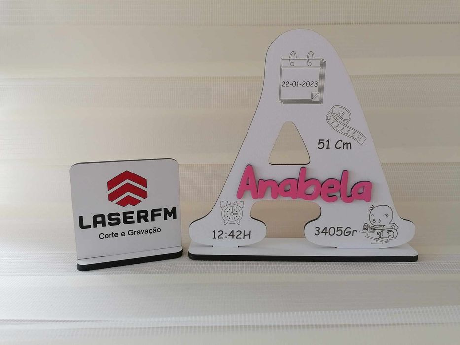 Letras com dados de nascimento