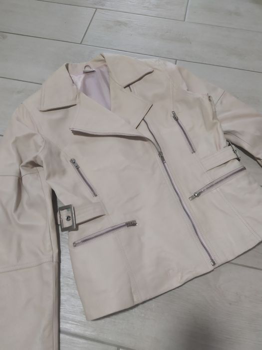 Куртка косуха з натуральної шкіри рожева