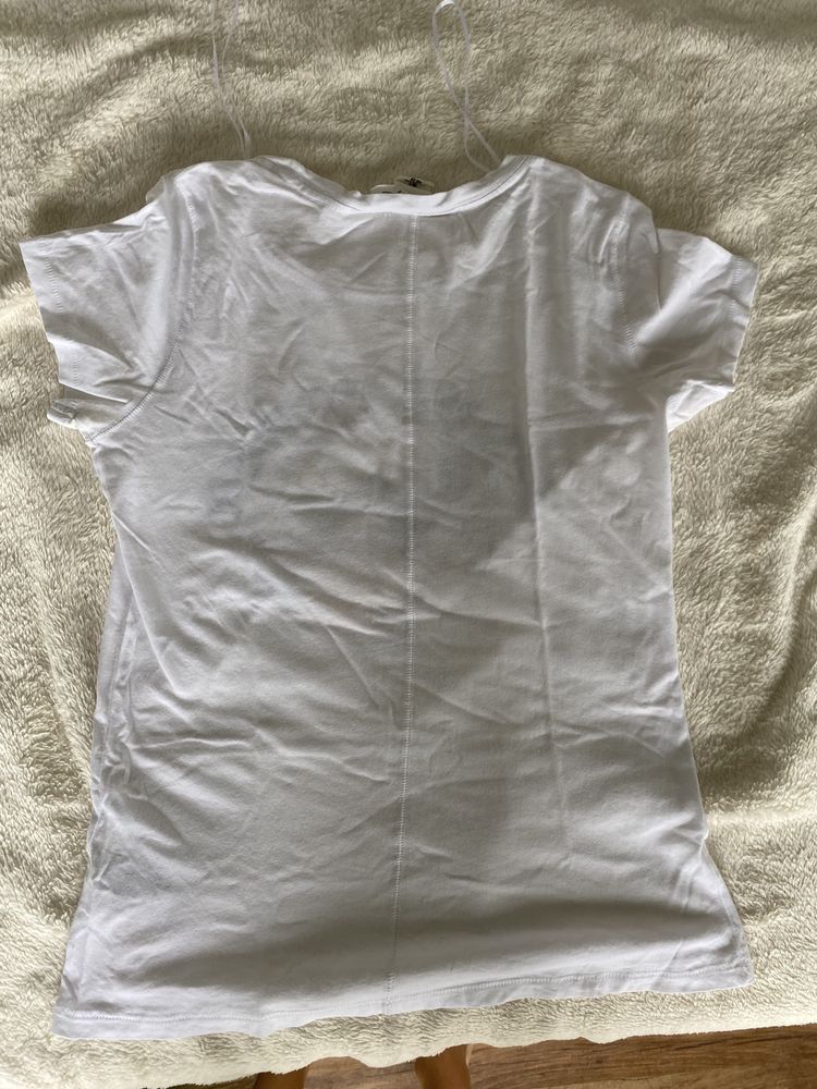 T-shirt H&M S biały z nadrukiem