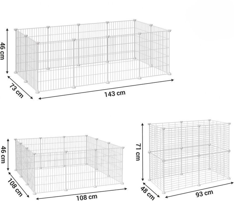 Wybieg kojec klatka dla gryzoni królika świnki 12 kratek duża biała