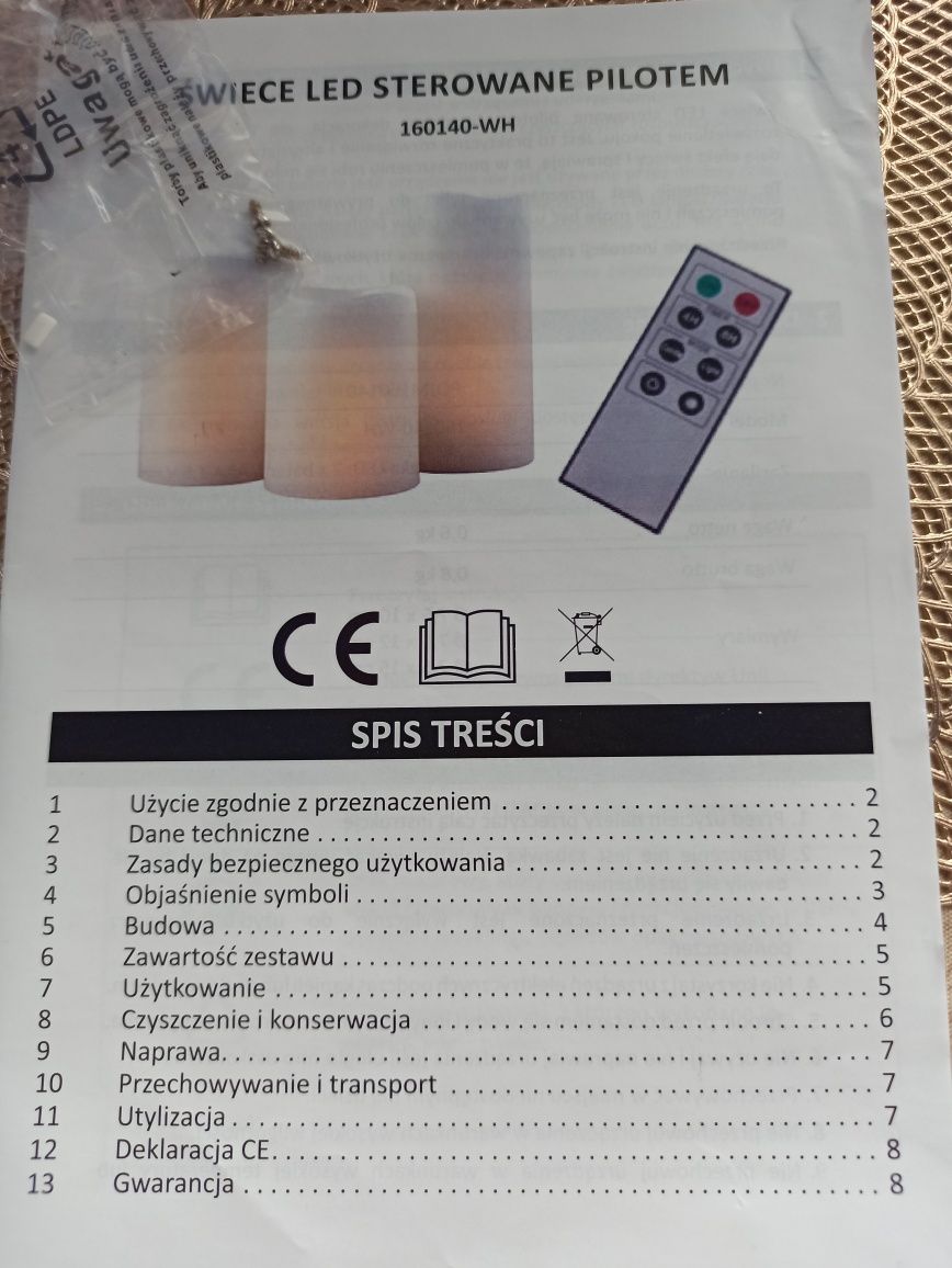 Świece Led sterowane pilotem 3 szt.