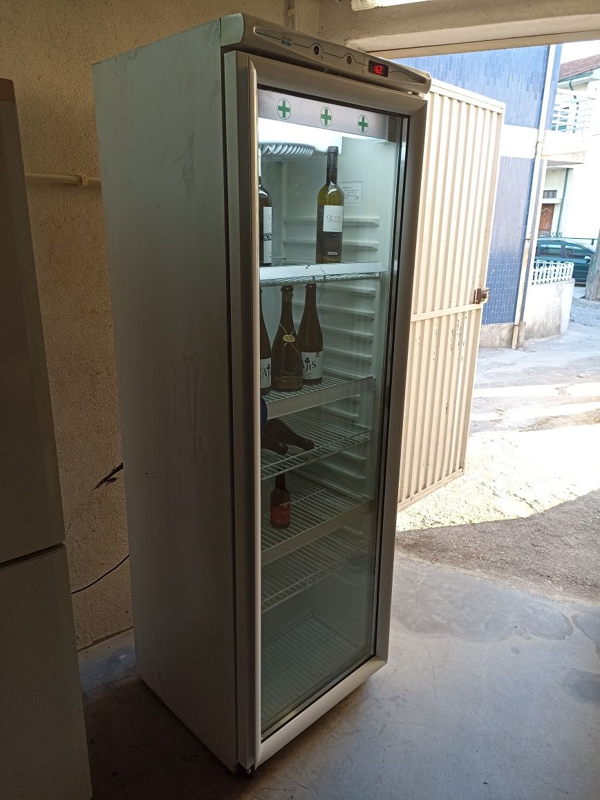 Frigorífico vertical com porta de vidro