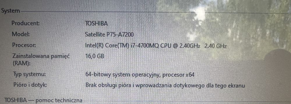 Laptop 17,3 Toshiba satelite p75-a7200