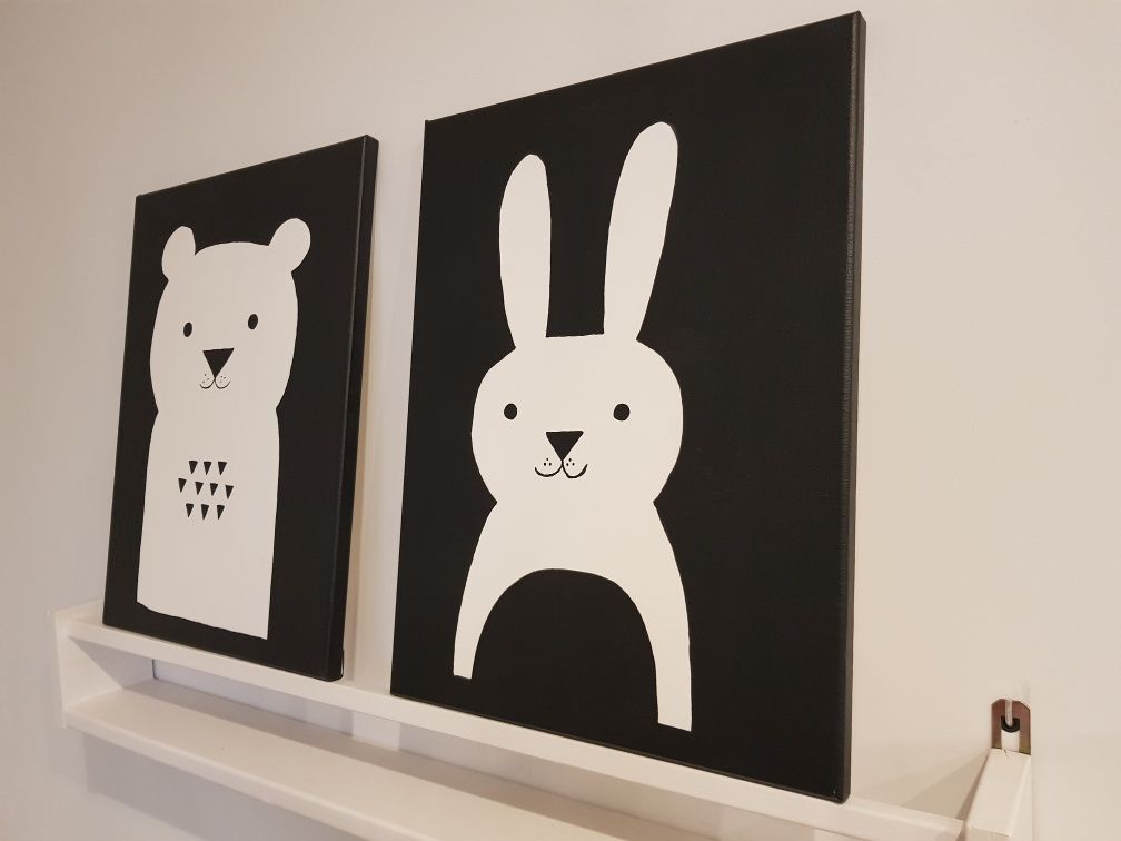 Obrazy 30×40 cm na płótnie 3 sztuki do pokoju dziecka ręcznie malowane