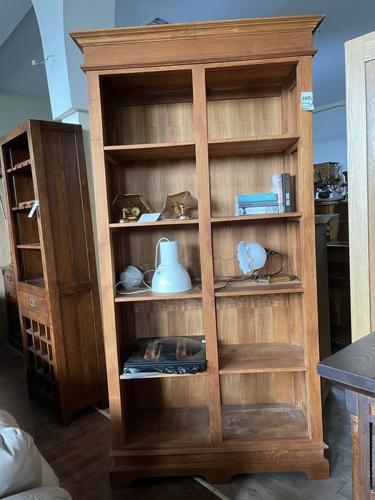 Biblioteczka drewniana dębowa solidna tekowa kolonialna FV DOWÓZ