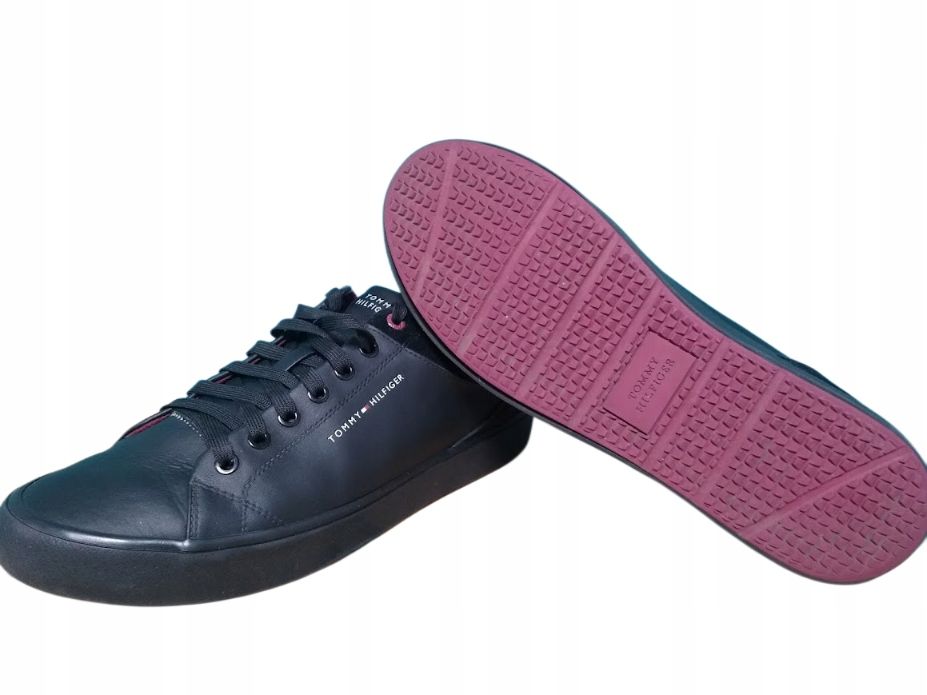 Tommy Hilfiger 43 Buty Męskie Hi Vulc Cleat Low Lth  Czarne T253
