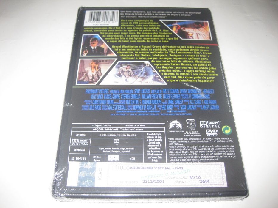 DVD "Assassino Virtual" Denzel Washington/Selado/Raro!