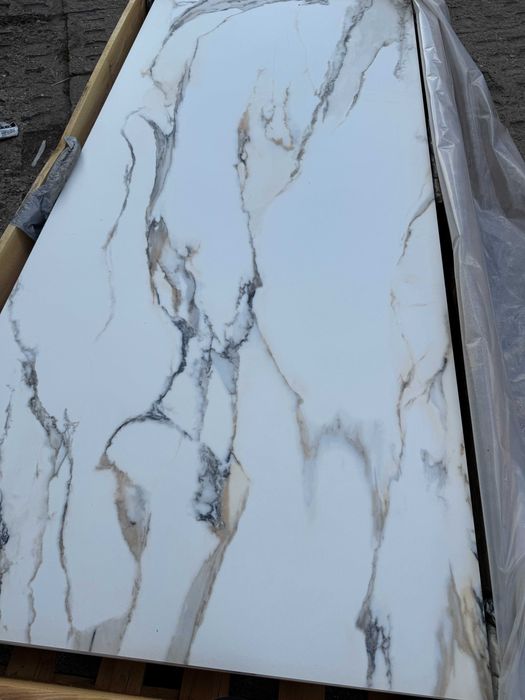 Gres wielkoformatowy 120x280 marmur biały ze ZŁOTEM matowy WYPRZEDAŻ!