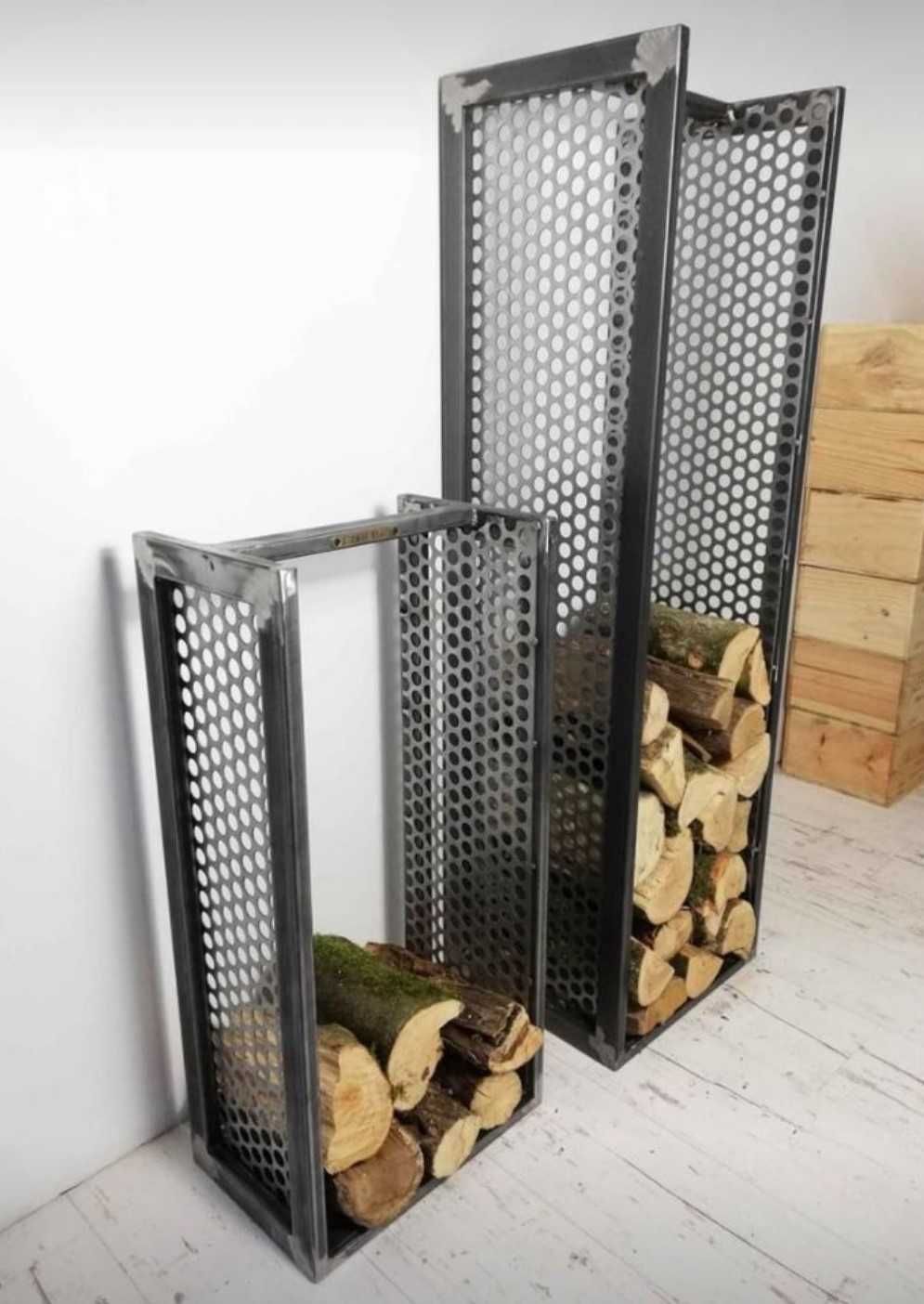 Loft Industrial stojak na drewno kominkowe, kominek