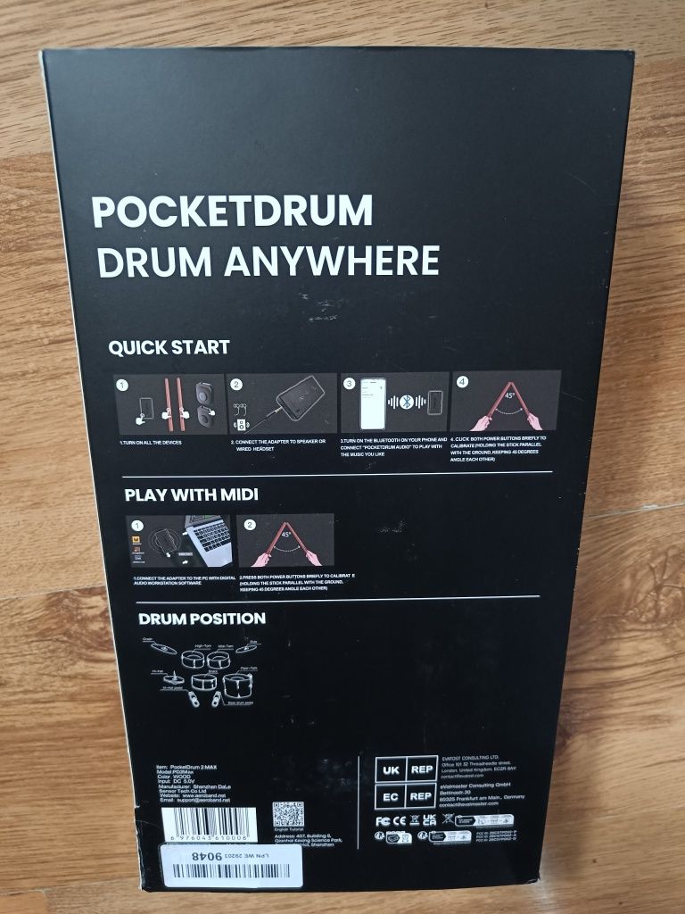 Aeroband Pocketdrum 2 Max perkusja elektryczna, pałeczki BT