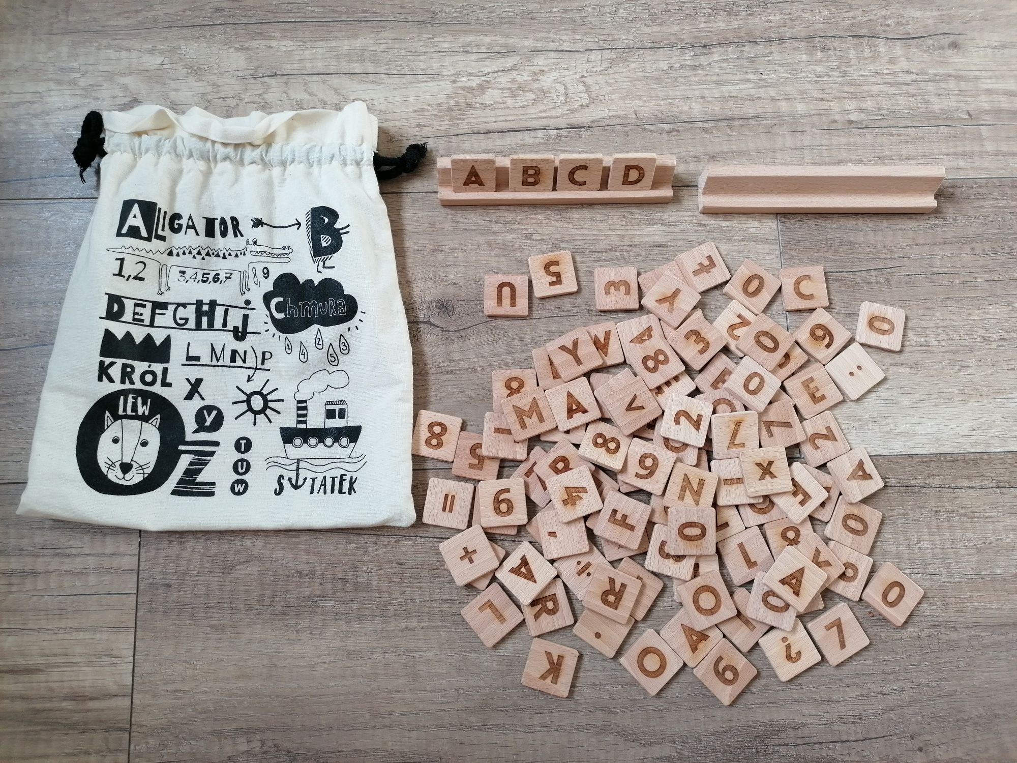 Klocki drewniane, alfabet tralala studio