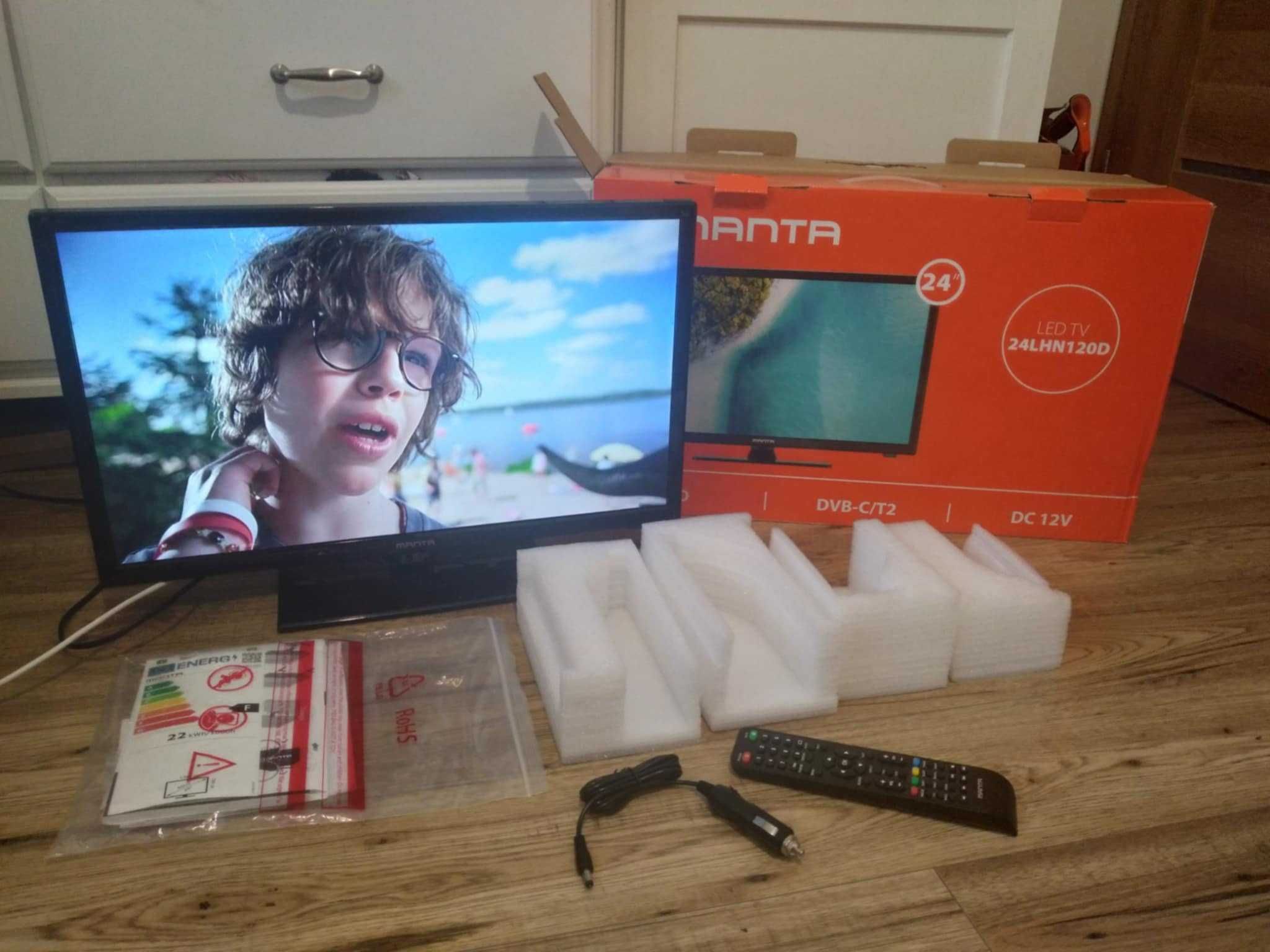 Telewizor Manta 24 cale DVB-T2 HEVC 265 , TIR 12 V i 230 V Wysyłka OLX