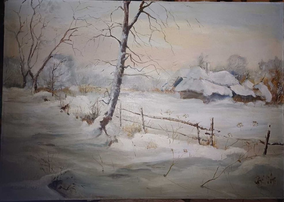 Przepiękny pejzaż zimowy pędzla Adama Kunikowskiego