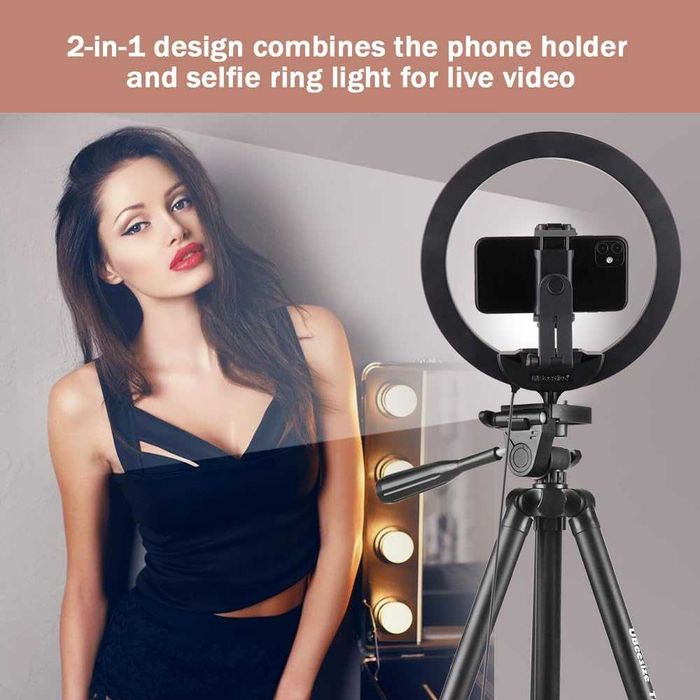 UBeesiz TR50 lampa pierścieniowa LED statyw Samsung Huawei iPhone Ring