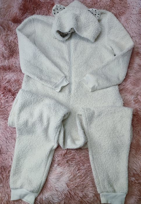 Пижама, Кигуруми взрослый, белый, бу, тедди мех, фирменный.