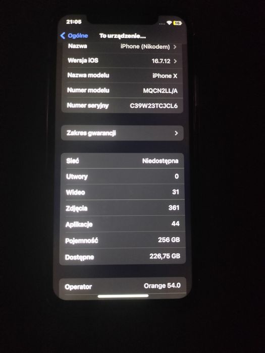 iPhone X 256 GB pamięci