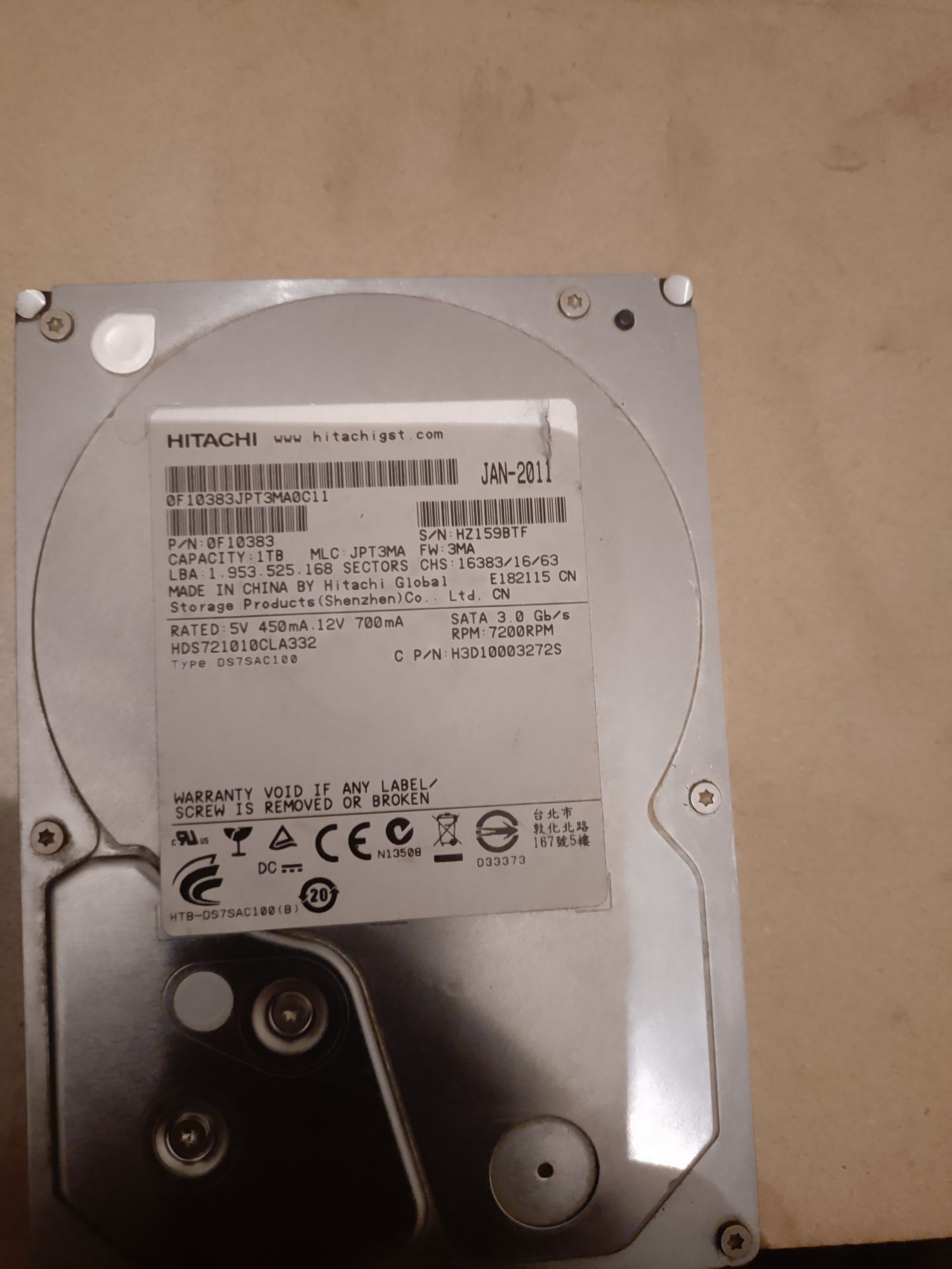 SSD Kingston 480. Hitachi HDD 1TB