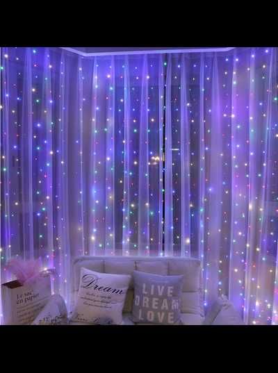 Гирлянда Роса штора 3х3м,360LED,usb+батарейка мультиколор