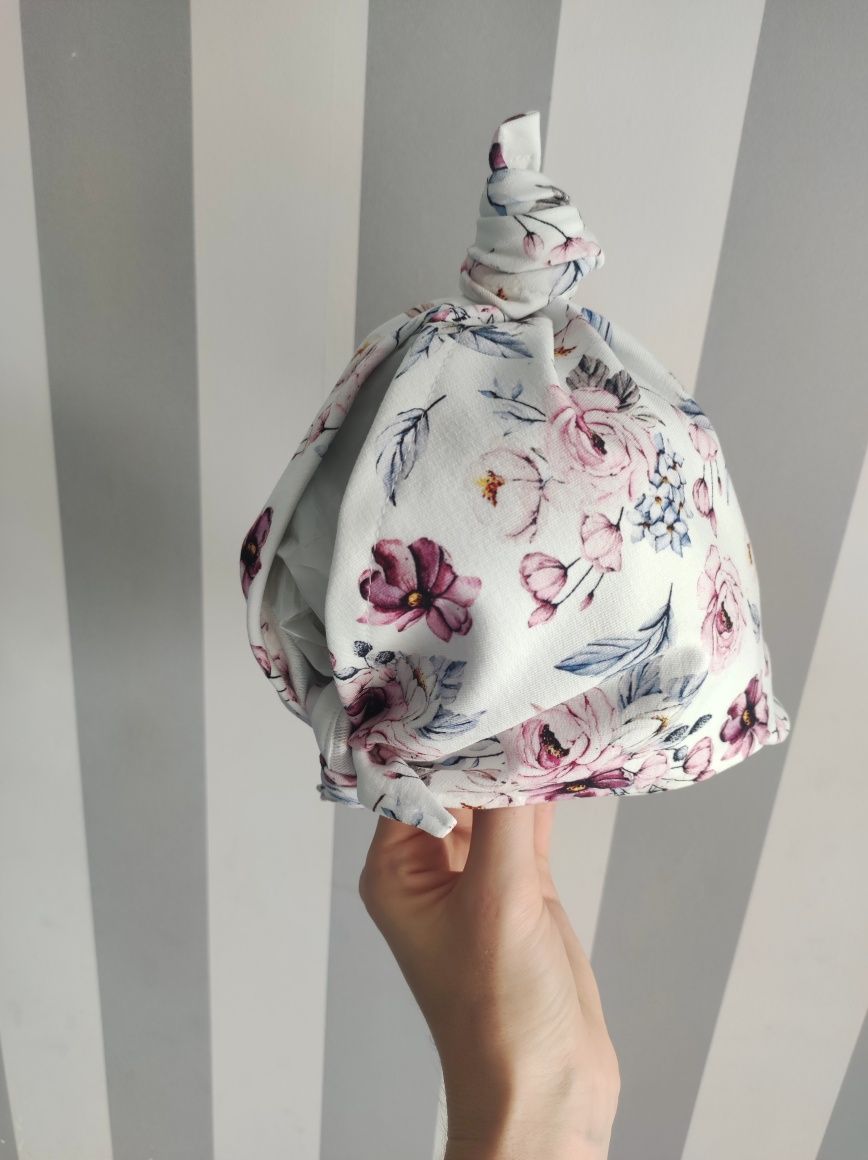 Czapka chustka letnia handmade uniwersalna wiązana regulacja 40-56 cm