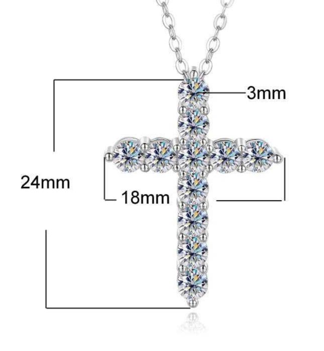 Хрестик срібло муасініт 2,5 см ,кольє в стилі Tiffany