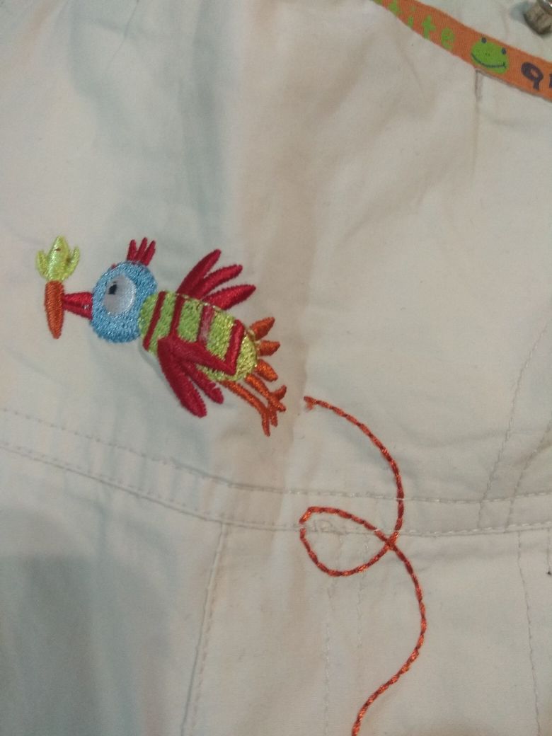 Letnie śliczne ogrodniczki 80 cm, kolor śmietankowy