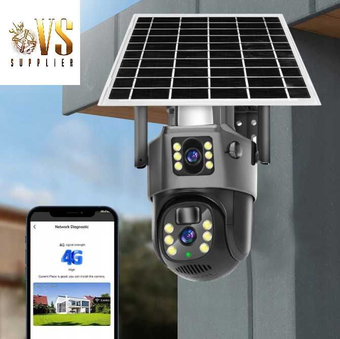 Kamera Solarna 5K 2 obiektywy 4G Na kartę SIM