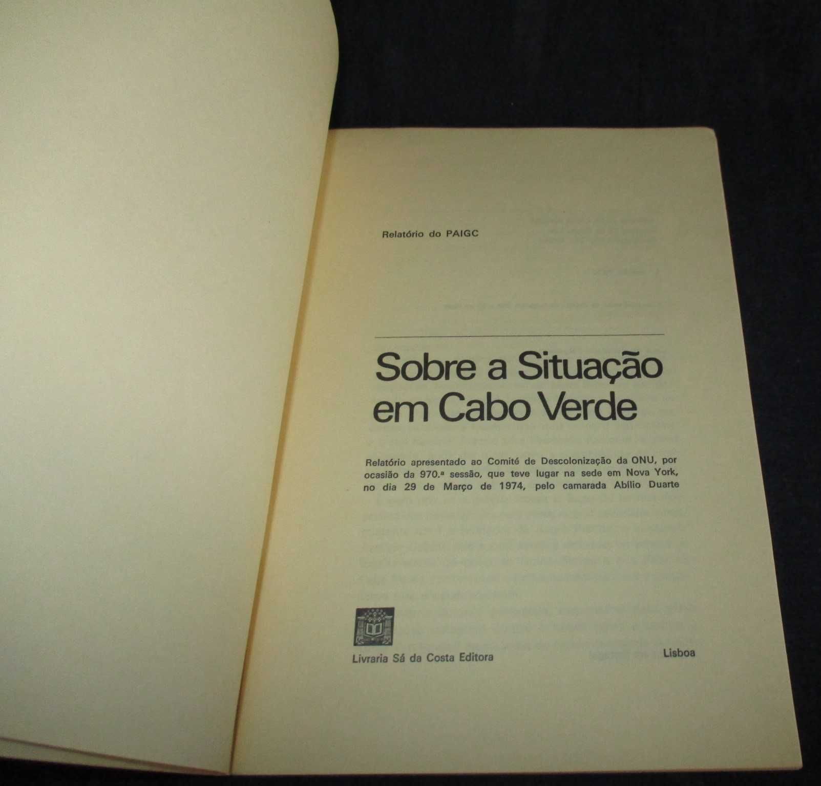 Livro Sobre a situação em Cabo-Verde PAIGC 1ª edição 1974