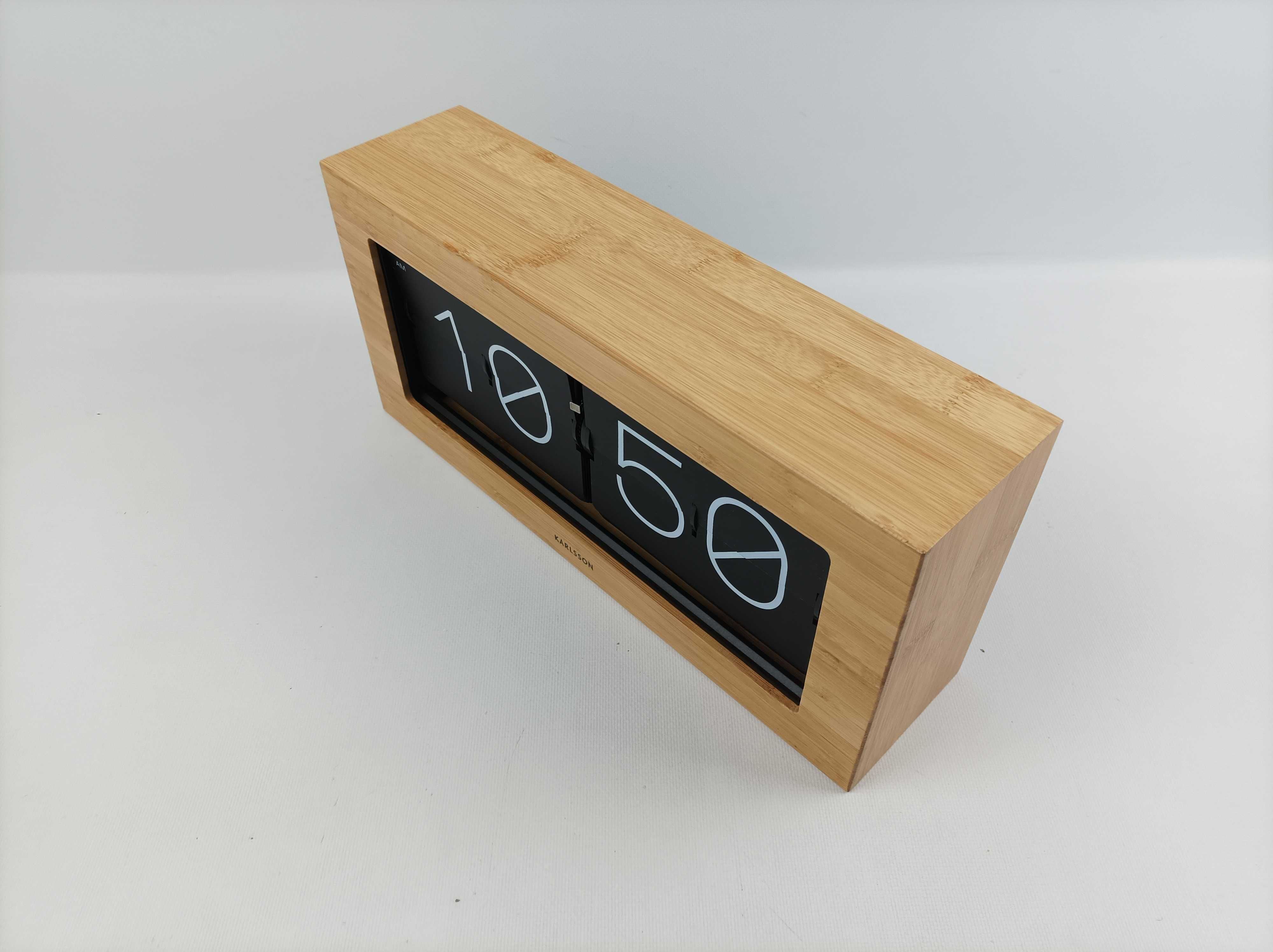 Zegar stołowy ścienny retro Karlsson Flip Clock drewno bambusowe XL