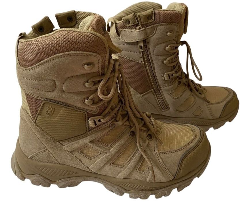 Buty Wojskowe Taktyczne Wysokie Beżowe Skóra Zamsz Lekkie 27,5 cm