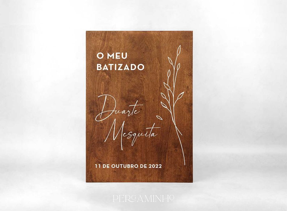 Placa de Boas-Vindas em Madeira – Floral