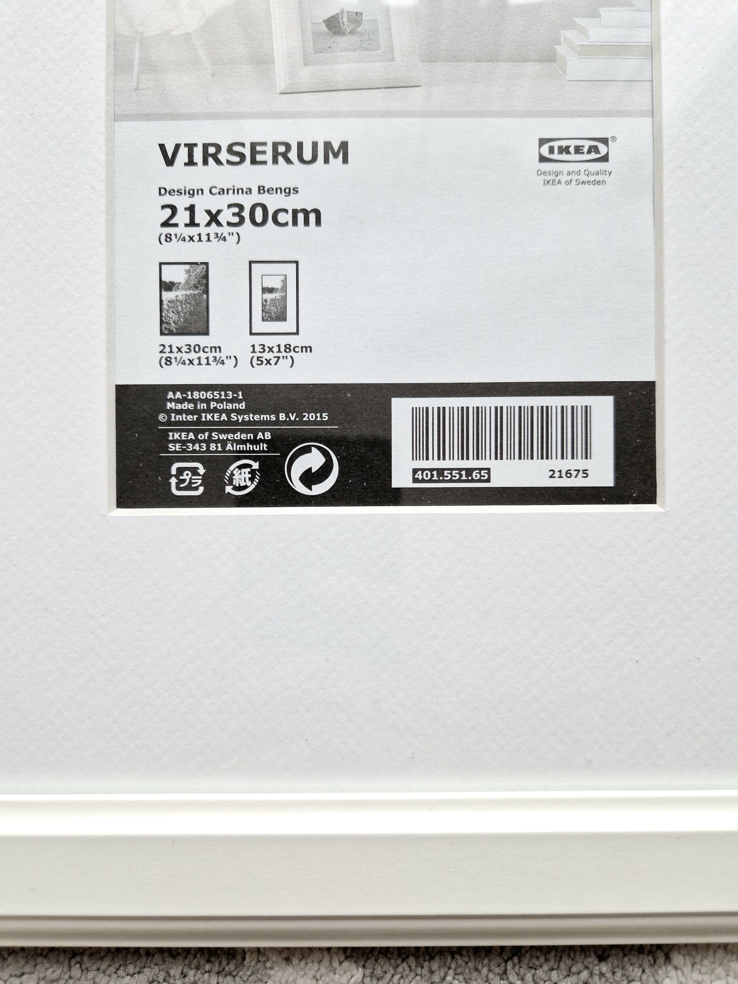 IKEA biała ramka Virserum 21x30 z passepartout stan bdb