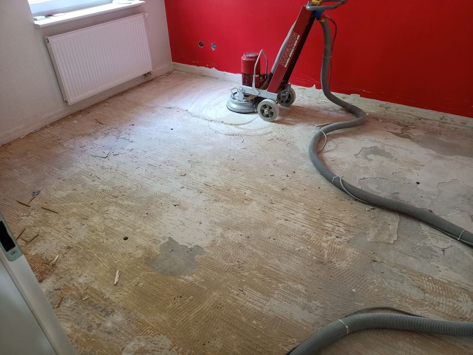 Szlifowanie  betonu mleczka cementowego anhydrytowego , wylewki kleju