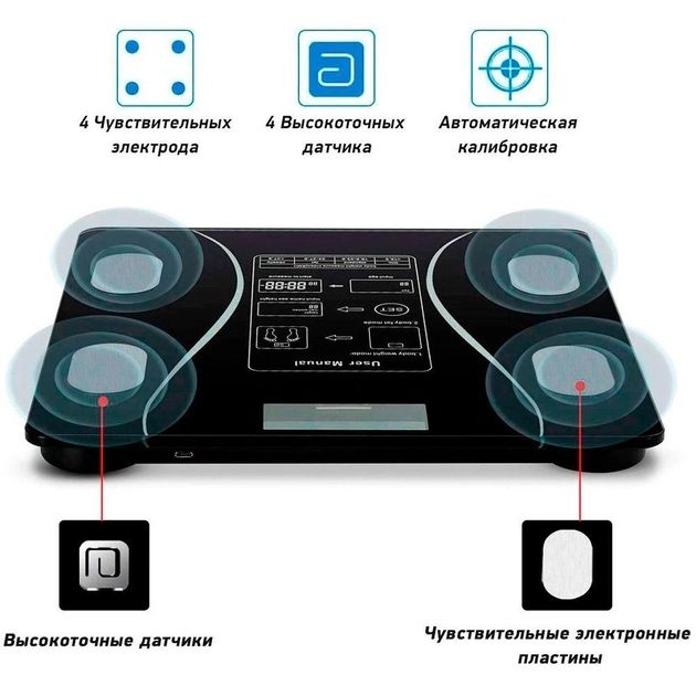 Підлогові розумні фітнес ваги до 180кг, з Bluetooth,