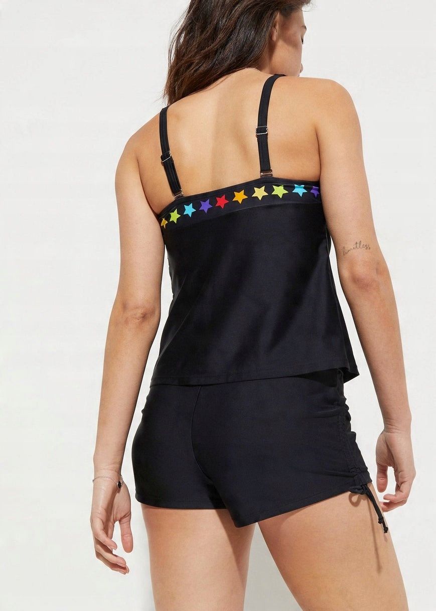 B.P.C top tankini czarny w kolorowe gwiazdki r.50