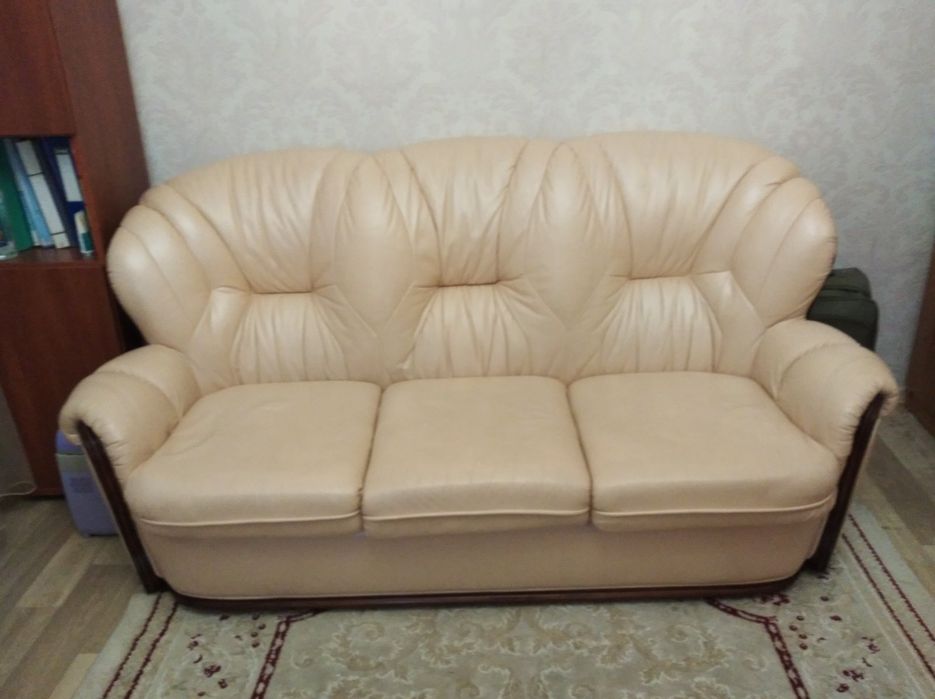 Кожаный диван,французская раскладушка