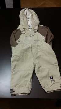 Komplet roz 74 78 bezrękawnik kurtka spodnie na szelkach bluzka H&M