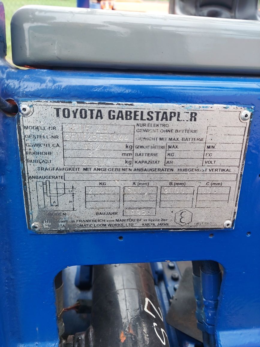 Wózek widłowy Toyota 2t udźwig , diesel