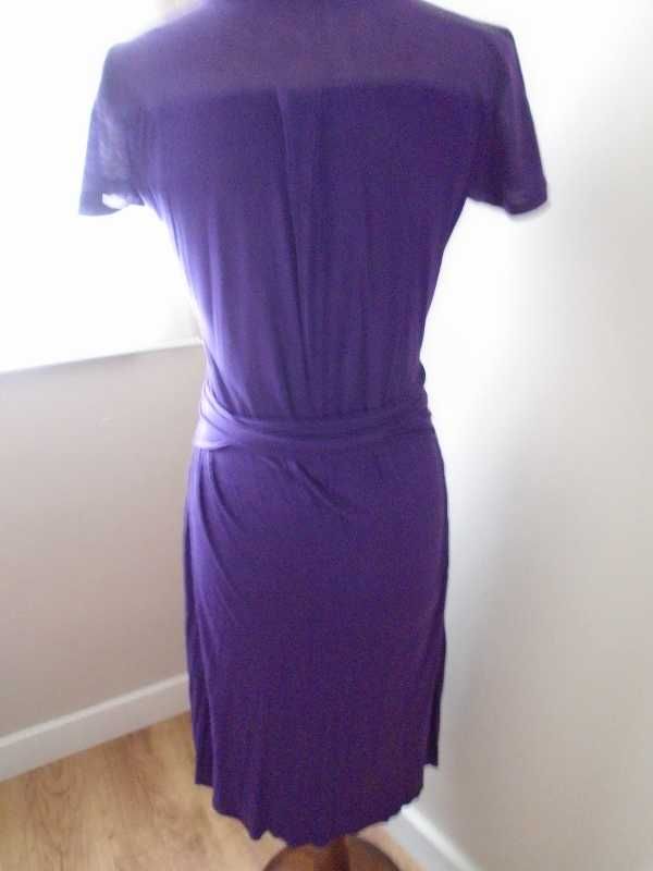 Vestido de algodão roxo, manga curta