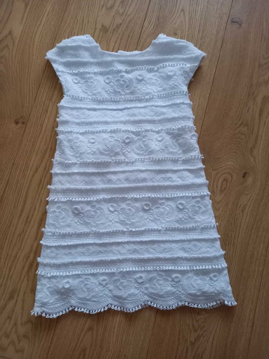 Sukienka 122 zara biala haft koronka bawelna