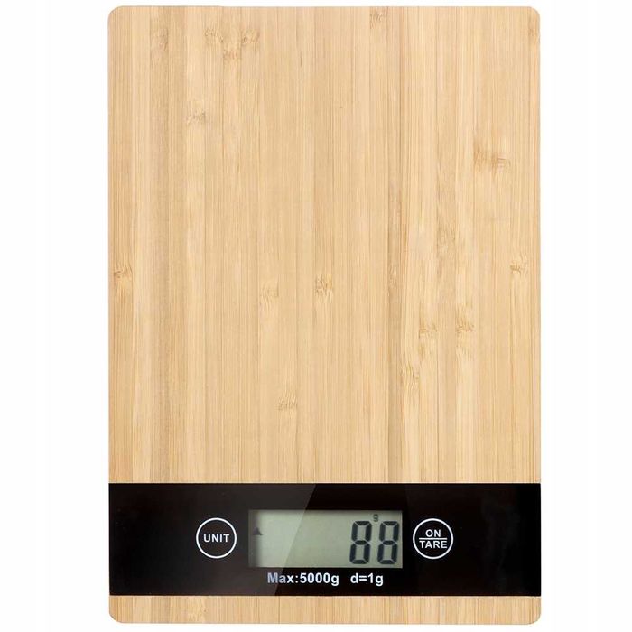 WAGA KUCHENNA TACA Bambusowa Elektroniczna LCD do 5 kg / 1 g. Tara