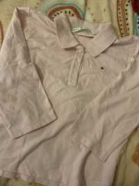 Nowa unikalna bluzka polo jasno-różowa Tommy Hilfiger rękawy 3/4